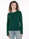 Strickpullover TOMMY HILFIGER "SOFT WOOL CABLE C-NK", Damen, Gr. XS (34),...