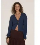 Apricot Cardigan Cardigan aus geripptem Strick mit dekorativem Knopf blau|gr&uuml;n...