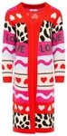 Zwillingsherz Cardigan "LEO MIX" Leomuster, lang geschnitten, Schriftzug und