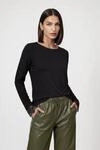 Langarmshirt MONARI "Shirt Basic Spitzendetail", Damen, Gr. 38, schwarz, Web,