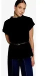 Zero Kurzarmshirt Sommershirt mit G&uuml;rtel schwarz 34 EU