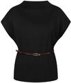Kurzarmshirt ZERO "Kurzarm-Shirt mit G&uuml;rtel", Damen, Gr. 34, schwarz (schwarz
