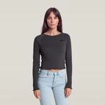 Langarmshirt G-STAR "Script Cropped r t ls wmn", Damen, Gr. XS, schwarz...