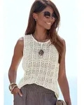 LASCANA Stricktop aus transparentem Strick &Auml;rmelloser Sommerpullover, lockeres