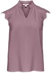 Shirttop ONLY "ONLPLOY METTE SL LACE V-NECK TOP WVN", Damen, Gr. XS, elderberry, Web,