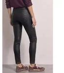 STREET ONE Lederimitathose Style York Mid Waist Hose im Slim Fit in Leder-Optik...