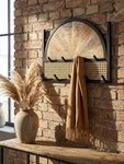 KADIMA DESIGN Wandgarderobe Wandgarderobe Mango Massivholz / Rattan 53x40x7,5 cm