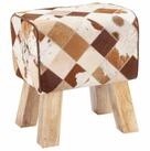 vidaXL Sitzbank 40 x 30 x 45 cm Bank 40x30x45 cm Echtes Leder Braun-Patchwork