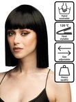Boland Kost&uuml;m-Per&uuml;cke Blunt Bob mit Pony Per&uuml;cke schwarz, Hochwertige Per&uuml;cke mit