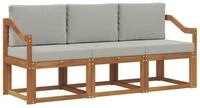 vidaXL Gartenlounge-Set Outdoor-Sofagarnitur 3 stk. Nat&uuml;rlich und Hellgrau,...
