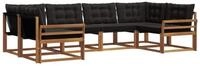 vidaXL Gartenlounge-Set Outdoor-Sofagarnitur 6 stk. Nat&uuml;rlich und Schwarz,...