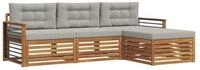 vidaXL Gartenlounge-Set Outdoor-Sofagarnitur 4 stk. Nat&uuml;rlich und Hellgrau,...