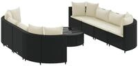 vidaXL Gartenlounge-Set 9-tlg. Garten-Sofagarnitur mit Kissen Schwarz Poly...