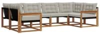 vidaXL Gartenlounge-Set Outdoor-Sofagarnitur 6 stk. Nat&uuml;rlich und Hellgrau,...