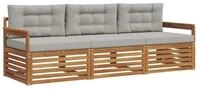 vidaXL Gartenlounge-Set Outdoor-Sofagarnitur 3 stk. Nat&uuml;rlich und Hellgrau,...