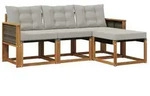 vidaXL Gartenlounge-Set Outdoor-Sofagarnitur 4 stk. Nat&uuml;rlich und Hellgrau,...