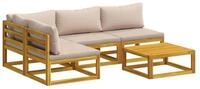 vidaXL Gartenlounge-Set Sofa-Set 5 stk. Natur Massivholz, (5-tlg)
