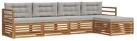 vidaXL Gartenlounge-Set Outdoor-Sofagarnitur 5 stk. Nat&uuml;rlich und Hellgrau,...