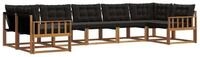 vidaXL Gartenlounge-Set Outdoor-Sofagarnitur 7 stk. Nat&uuml;rlich und Schwarz,...