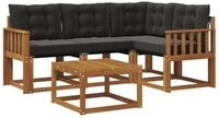 vidaXL Gartenlounge-Set Outdoor-Sofagarnitur 5 stk. Nat&uuml;rlich und Schwarz,...