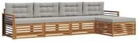 vidaXL Gartenlounge-Set Outdoor-Sofagarnitur 5 stk. Nat&uuml;rlich und Hellgrau,...