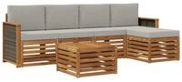 vidaXL Gartenlounge-Set Outdoor-Sofagarnitur 6 stk. Nat&uuml;rlich und Hellgrau,...