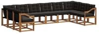 vidaXL Gartenlounge-Set Outdoor-Sofagarnitur 10 stk. Nat&uuml;rlich und Schwarz,...