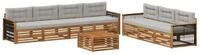 vidaXL Gartenlounge-Set Outdoor-Sofagarnitur 8 stk. Nat&uuml;rlich und Hellgrau,...