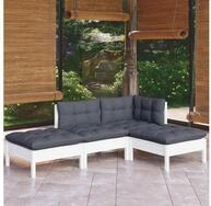 vidaXL Loungeset vidaXL 4-tlg. Garten-Lounge-Set mit Kissen Kiefer Massivholz