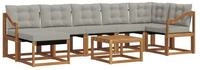 vidaXL Gartenlounge-Set Outdoor-Sofagarnitur 8 stk. Nat&uuml;rlich und Hellgrau,...