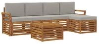 vidaXL Gartenlounge-Set Outdoor-Sofagarnitur 6 stk. Nat&uuml;rlich und Hellgrau,...