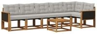 vidaXL Gartenlounge-Set Outdoor-Sofagarnitur 7 stk. Nat&uuml;rlich und Hellgrau,...