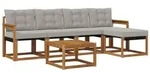vidaXL Gartenlounge-Set Outdoor-Sofagarnitur 6 stk. Nat&uuml;rlich und Hellgrau,...