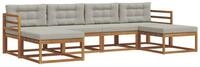 vidaXL Gartenlounge-Set Outdoor-Sofagarnitur 6 stk. Nat&uuml;rlich und Hellgrau,...