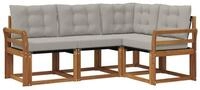 vidaXL Gartenlounge-Set Outdoor-Sofagarnitur 4 stk. Nat&uuml;rlich und Hellgrau,...