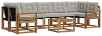 vidaXL Gartenlounge-Set Outdoor-Sofagarnitur 8 stk. Nat&uuml;rlich und Hellgrau,...