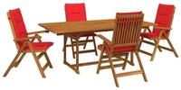 vidaXL Gartenlounge-Set 5-teiliges Garten-Esszimmer-Set Natur Massivholz