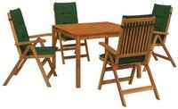 vidaXL Gartenlounge-Set 5-teiliges Garten-Esszimmer-Set Natur Massivholz