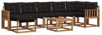 vidaXL Gartenlounge-Set Outdoor-Sofagarnitur 8 stk. Nat&uuml;rlich und Schwarz,...