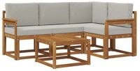 vidaXL Gartenlounge-Set Outdoor-Sofagarnitur 5 stk. Nat&uuml;rlich und Hellgrau,...