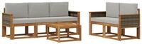 vidaXL Gartenlounge-Set Outdoor-Sofagarnitur 6 stk. Nat&uuml;rlich und Hellgrau,...