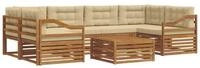 vidaXL Gartenlounge-Set Outdoor-Sofagarnitur 7 stk. Natur und Beige, (7-tlg)