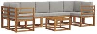 vidaXL Gartenlounge-Set Outdoor-Sofagarnitur 8 stk. Nat&uuml;rlich und Hellgrau,...