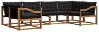 vidaXL Gartenlounge-Set Outdoor-Sofagarnitur 6 stk. Nat&uuml;rlich und Schwarz,...