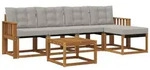 vidaXL Gartenlounge-Set Outdoor-Sofagarnitur 6 stk. Nat&uuml;rlich und Hellgrau,...
