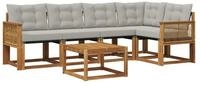 vidaXL Gartenlounge-Set Outdoor-Sofagarnitur 6 stk. Nat&uuml;rlich und Hellgrau,...