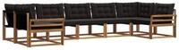 vidaXL Gartenlounge-Set Outdoor-Sofagarnitur 7 stk. Nat&uuml;rlich und Schwarz,...