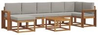 vidaXL Gartenlounge-Set Outdoor-Sofagarnitur 8 stk. Nat&uuml;rlich und Hellgrau,...
