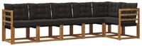 vidaXL Gartenlounge-Set Outdoor-Sofagarnitur 6 stk. Nat&uuml;rlich und Schwarz,...