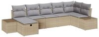 vidaXL Gartenlounge-Set Gartensofa-set 7 stk. Beige Poly-Rattan, (7-tlg)